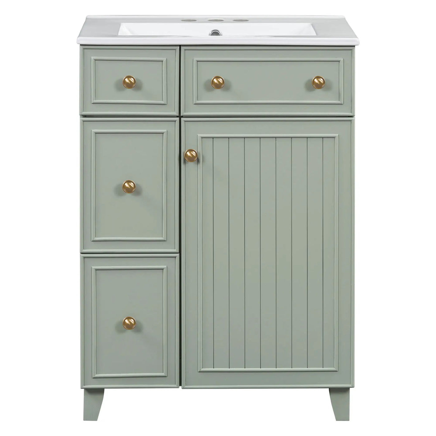 Transitional Style Bathroom Vanity Cabinet With Ceramic Sink by Unique Piece Furniture