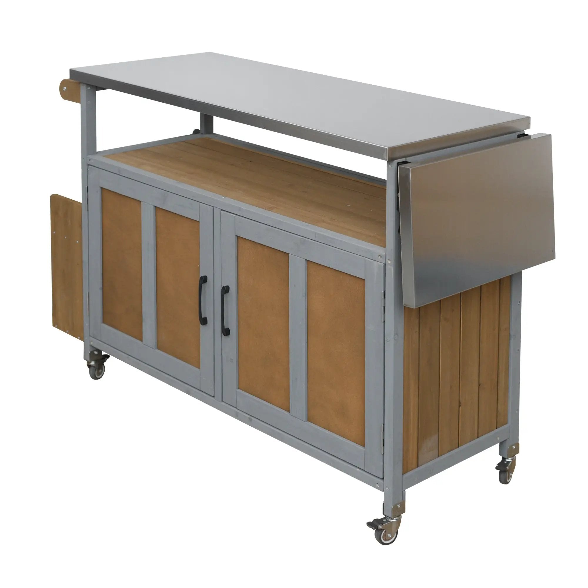 Foldable Outdoor Kitchen Island Patio Mobile Kitchen Cart by HouseOfZazla