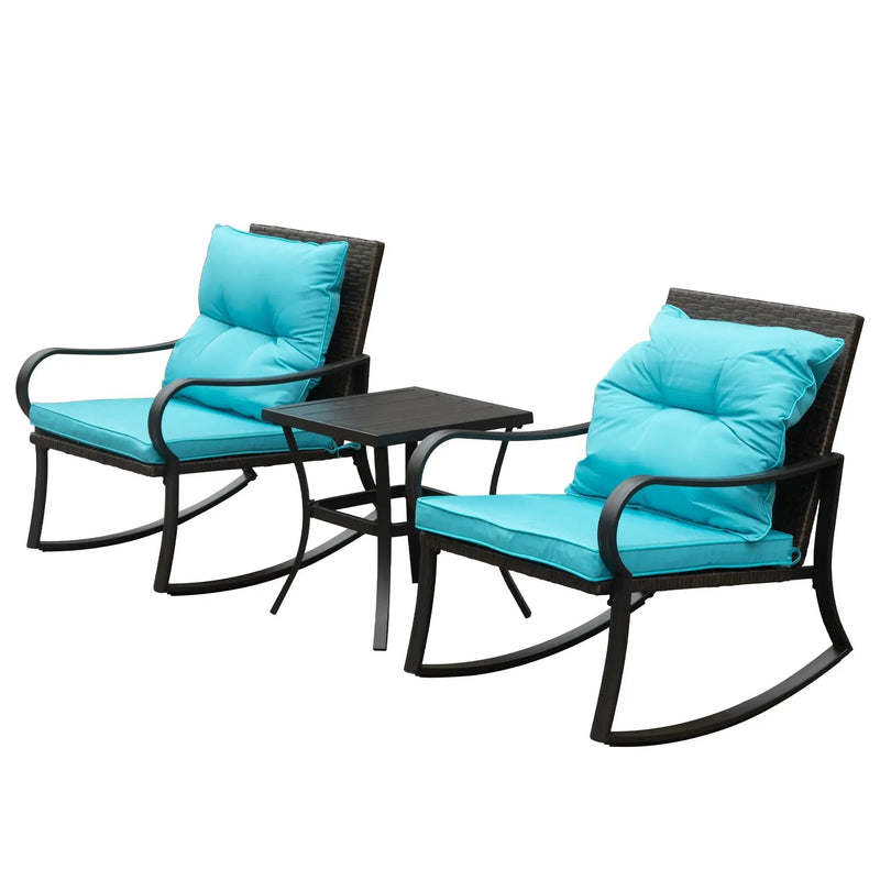 Metal 2-Person Outdoor Patio Rocking Seating Group with Cushions by HouseOfZazla