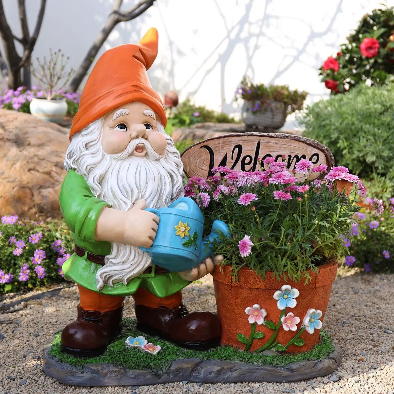 Outdoor Garden Gnome Flower Pot Planter by HouseOfZazla