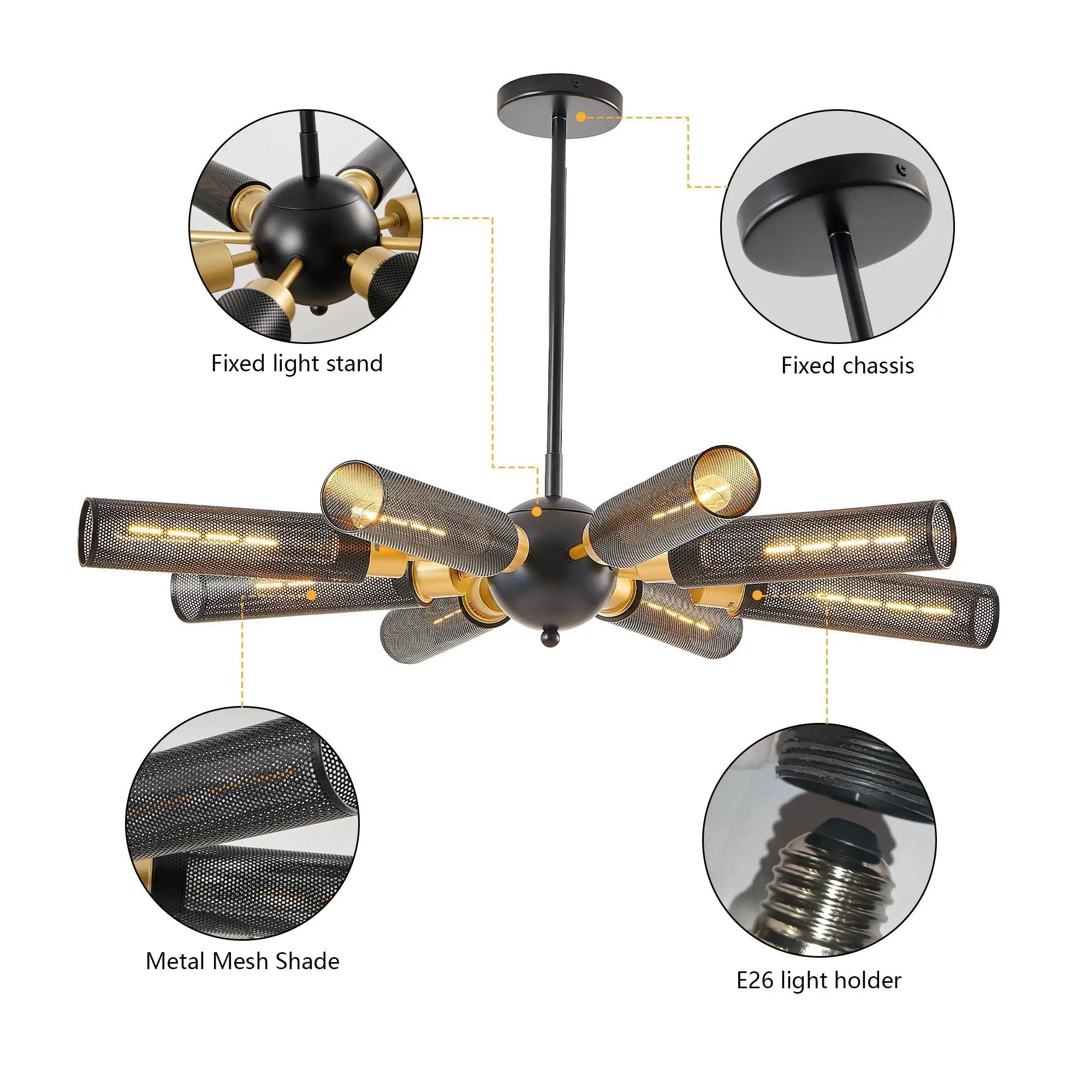 34' Modern Industrial Sputnik 8-Light Chandelier by HouseOfZazla
