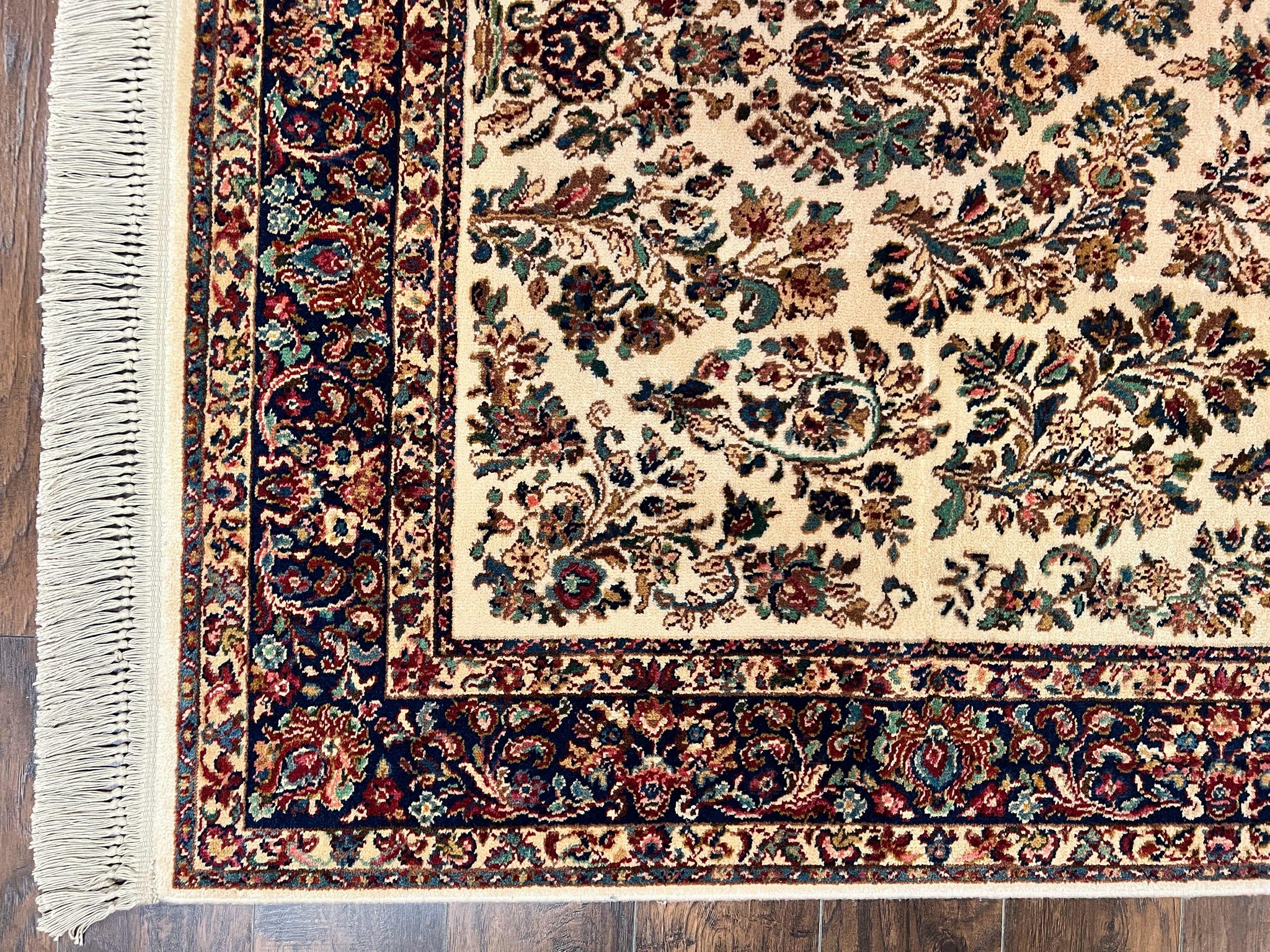 Karastan Rug 5.9 x 9 Ivory Sarouk #760, Vintage Wool Original Collection 700 Series, Discontinued by Jewel Rugs
