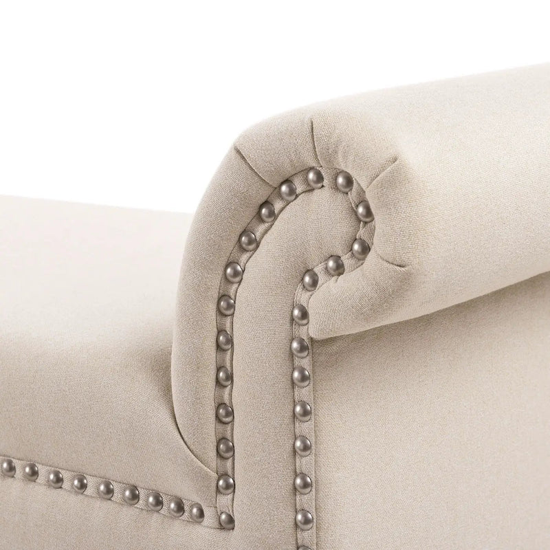 Kathy - Roll Arm Entryway Accent Bench - Sky Neutral Beige by Unique Piece Furniture