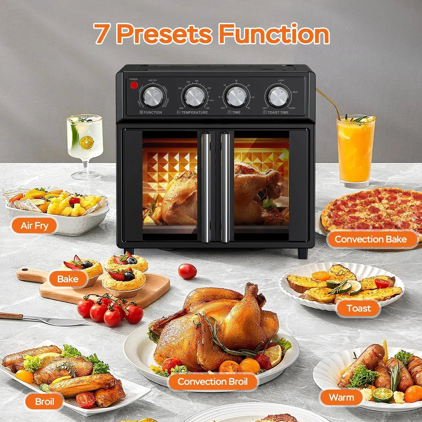 PlumChef 26QT Large Capacity French Double-Door Air Fryer Convection Toaster Oven by HouseOfZazla