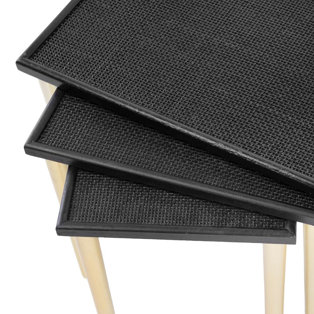 Side Tables (Set of 3) - Black / Gold by HouseOfZazla
