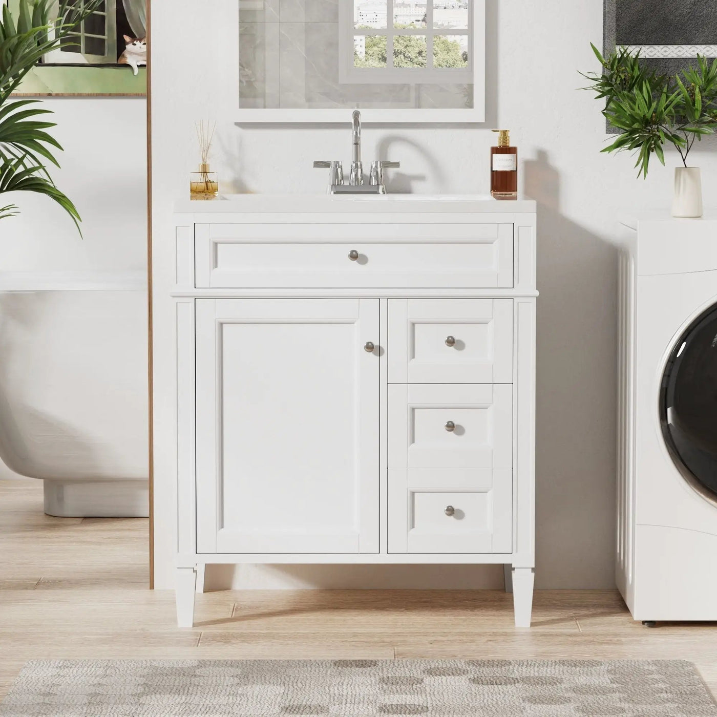 Bathroom Vanity With Top Sink, 2 Drawers & Tip Out Drawer by HouseOfZazla