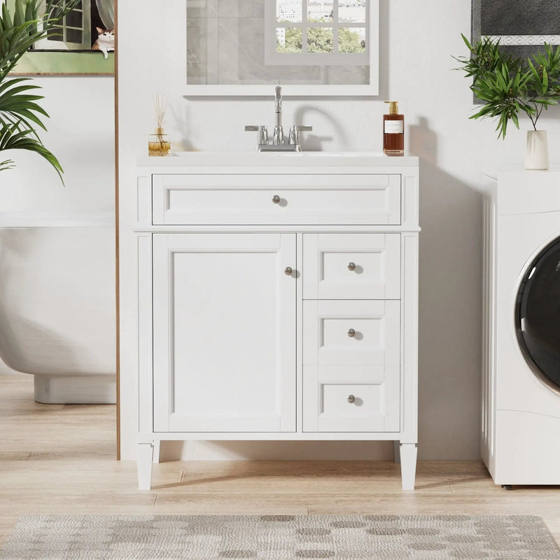 Bathroom Vanity With Top Sink, 2 Drawers & Tip Out Drawer by Unique Piece Furniture