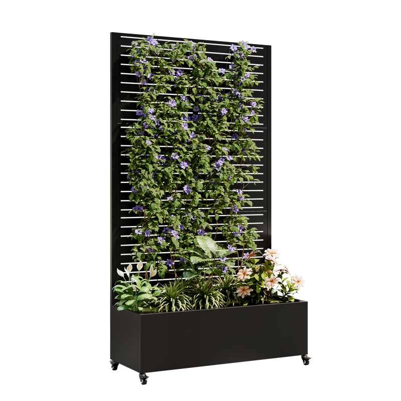 Metal Planter Box with Trellis, 73' x 35' x 16" Raised Garden Bed by HouseOfZazla