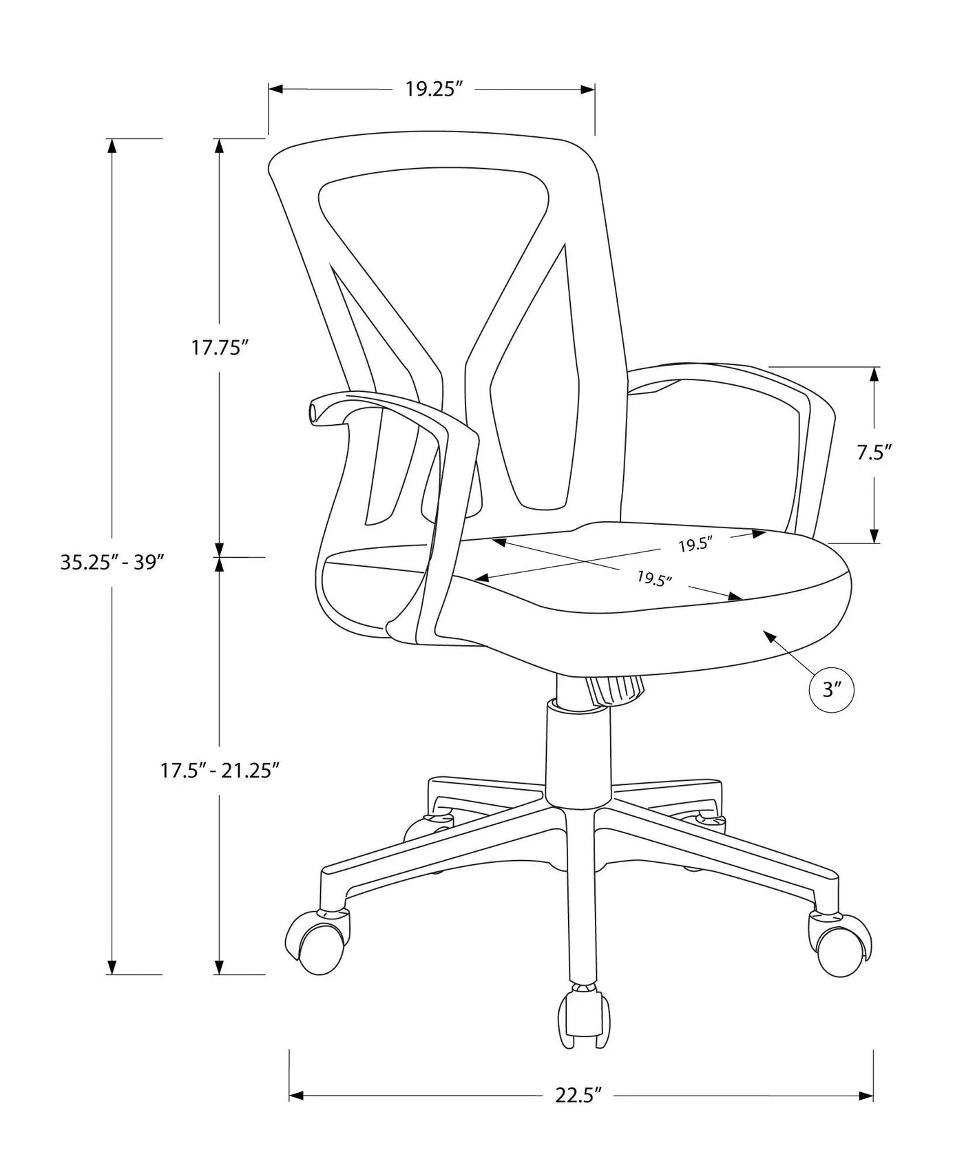Office Chair, Adjustable Height, Swivel, Ergonomic, Mesh, Contemporary & Modern by Unique Piece Furniture