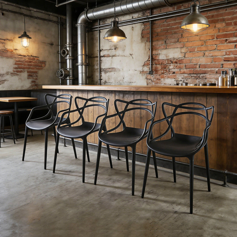 Dining Chair (Set of 4) - Black - Plastic by Unique Piece Furniture