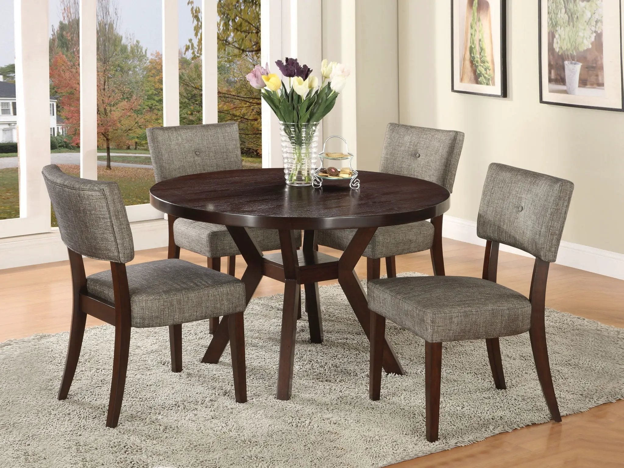 Drake - 5 Pieces Dining Room Set - Espresso / Gray by HouseOfZazla