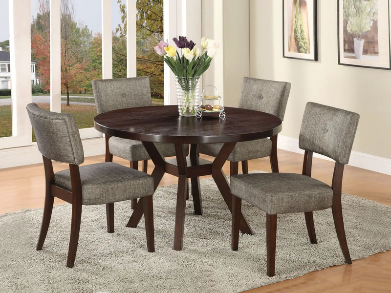 Drake - 5 Pieces Dining Room Set - Espresso / Gray by HouseOfZazla