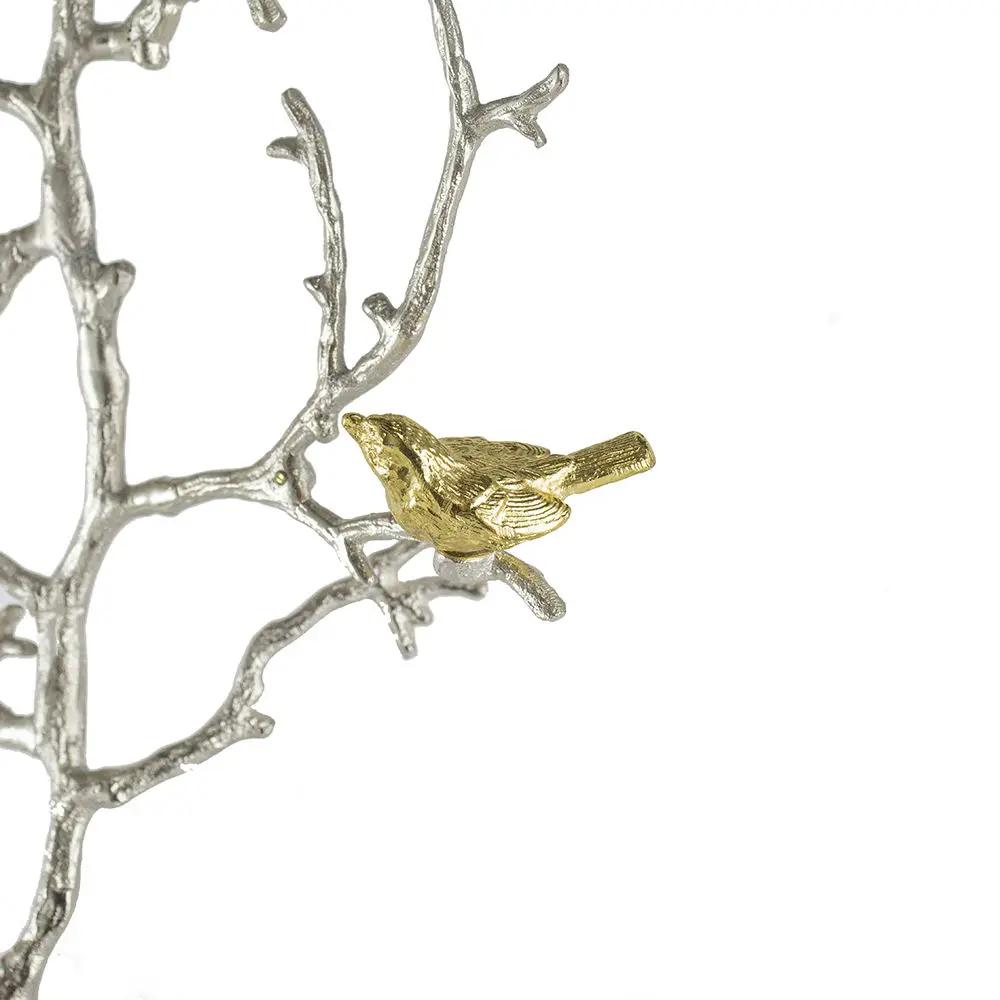 Metal Branch Wall Sculptures With Bird Accents (Set of 2) - Silver Multi by HouseOfZazla