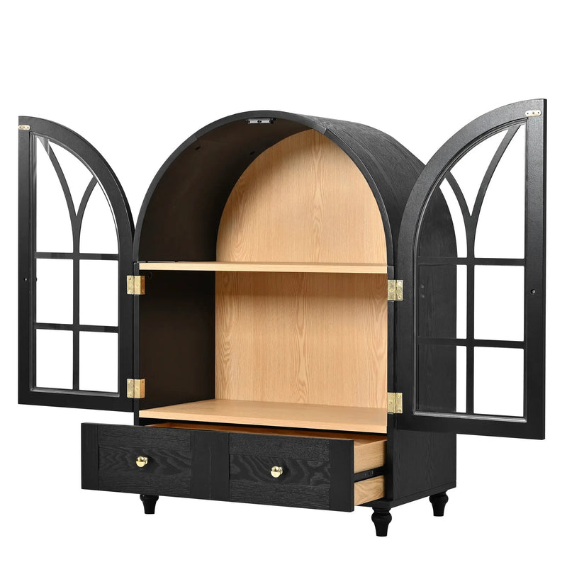Arched Display Cabinet with Tempered Glass Doors by HouseOfZazla