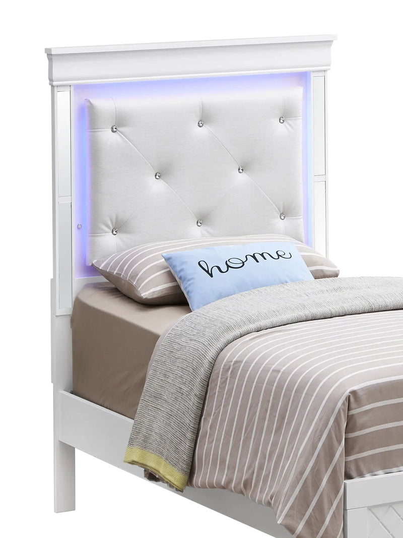 Bed With LED Light Accents Headboard by Unique Piece Furniture