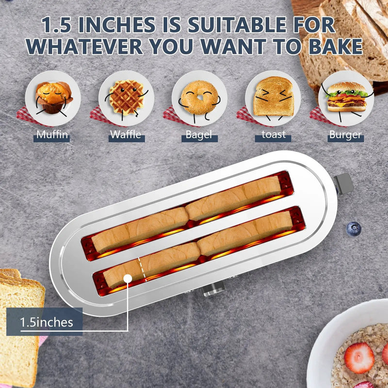 4-Slice Stainless Steel Toaster with 7 Browning Settings by HouseOfZazla