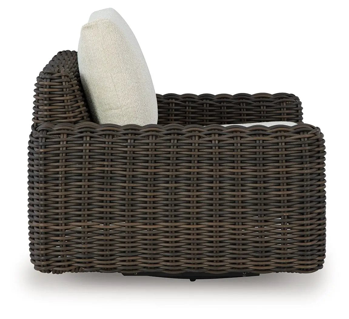 Kimora - Swivel Glider Lounge With Cushion - Beige / Dark Brown by Unique Piece Furniture