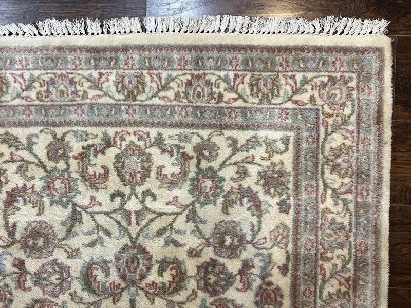 Indo Persian Rug 4x6, Vintage Handmade Wool Carpet, Floral Allover Pattern, Beige, Pair B by Jewel Rugs