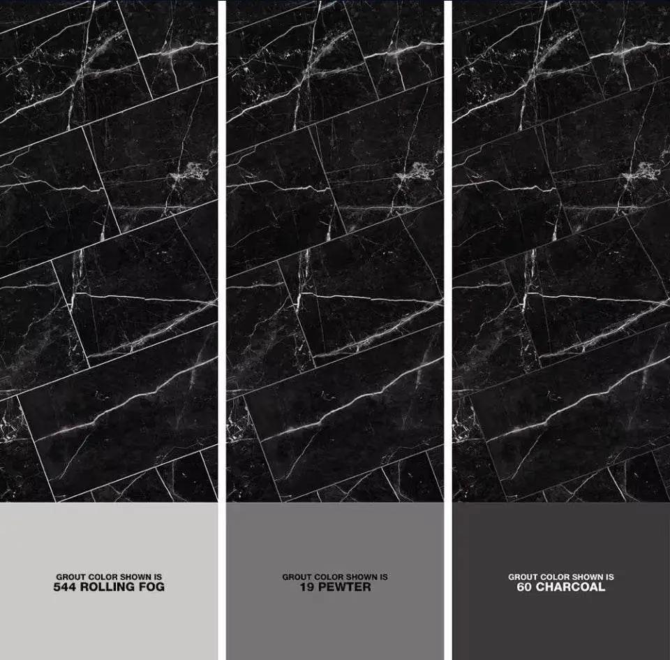 Open Box Corso italia Impero Black 3 in. x 12 in. Marble Look Porcelain Floor and Wall Tile (3.39 sq. ft. /Case) by Selzalot