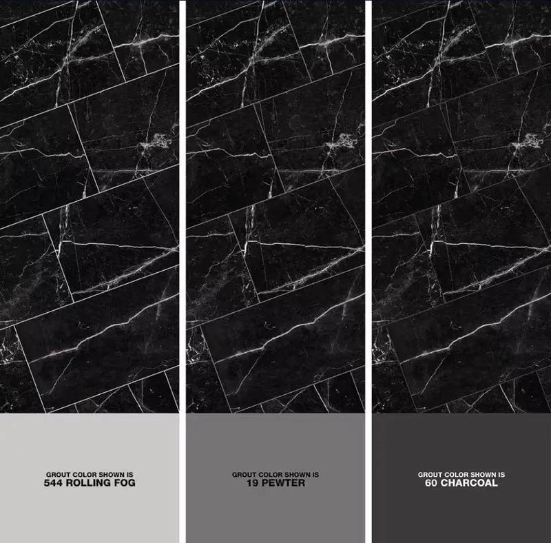 Open Box Corso italia Impero Black 3 in. x 12 in. Marble Look Porcelain Floor and Wall Tile (3.39 sq. ft. /Case) by Selzalot