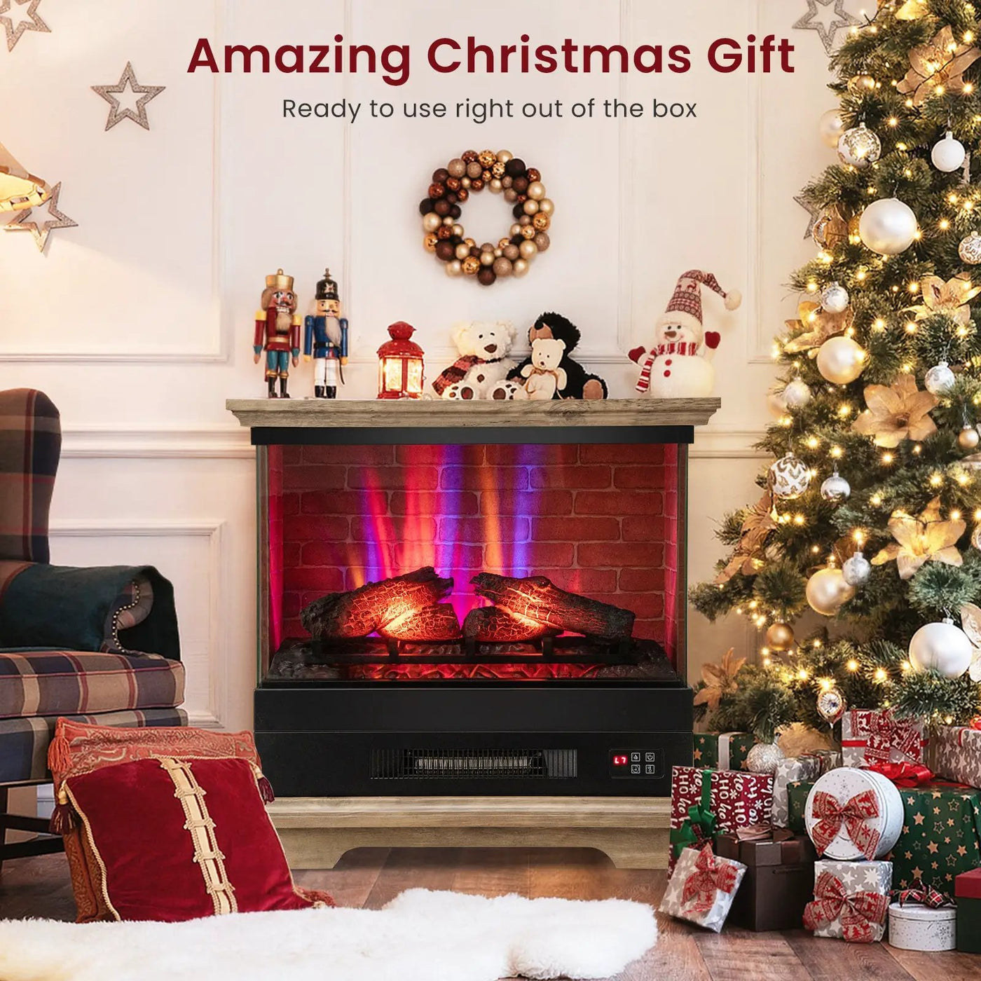 27 Inch Freestanding Fireplace with Remote Control by DirectDeals