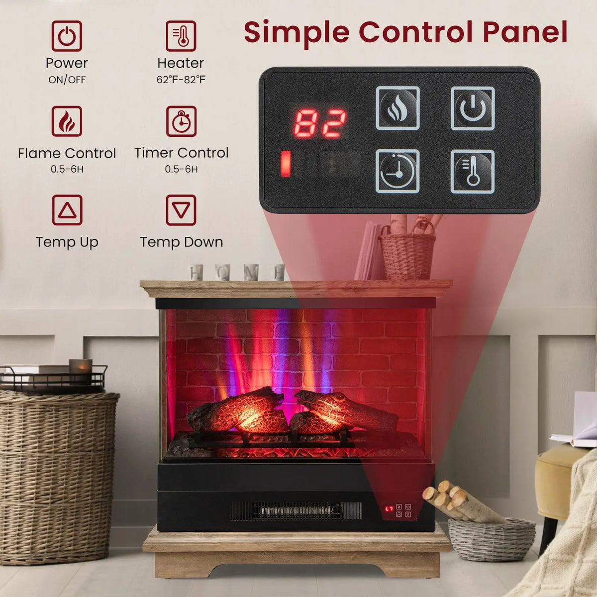 27 Inch Freestanding Fireplace with Remote Control by DirectDeals