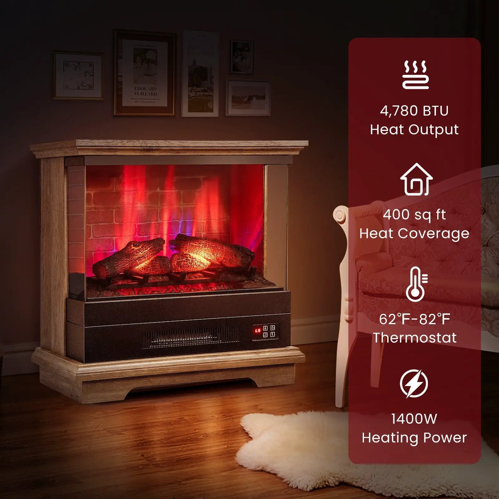 27 Inch Freestanding Fireplace with Remote Control by DirectDeals