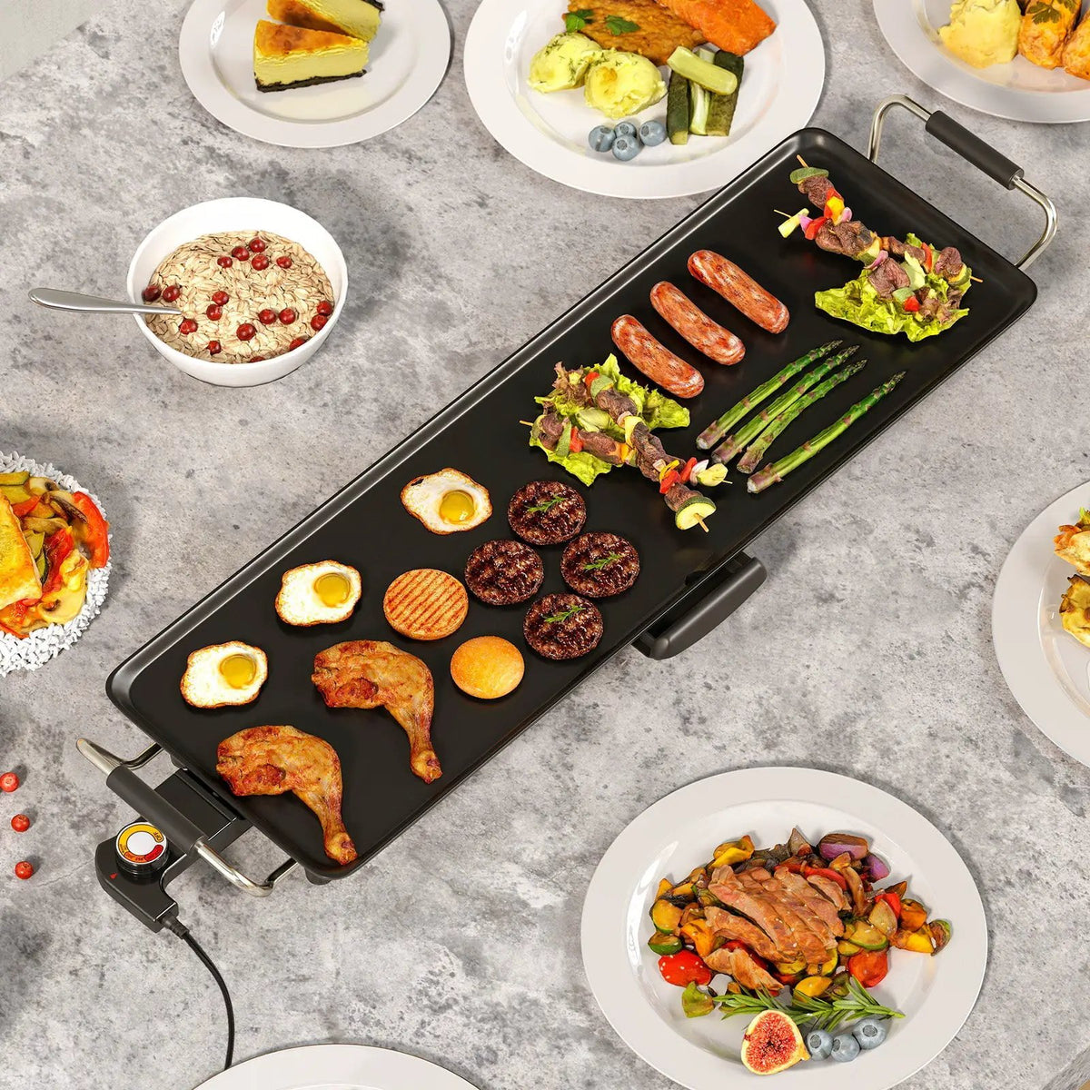 35 Inch Large Electric Griddle Nonstick BBQ Grill with Adjustable Temperature by DirectDeals