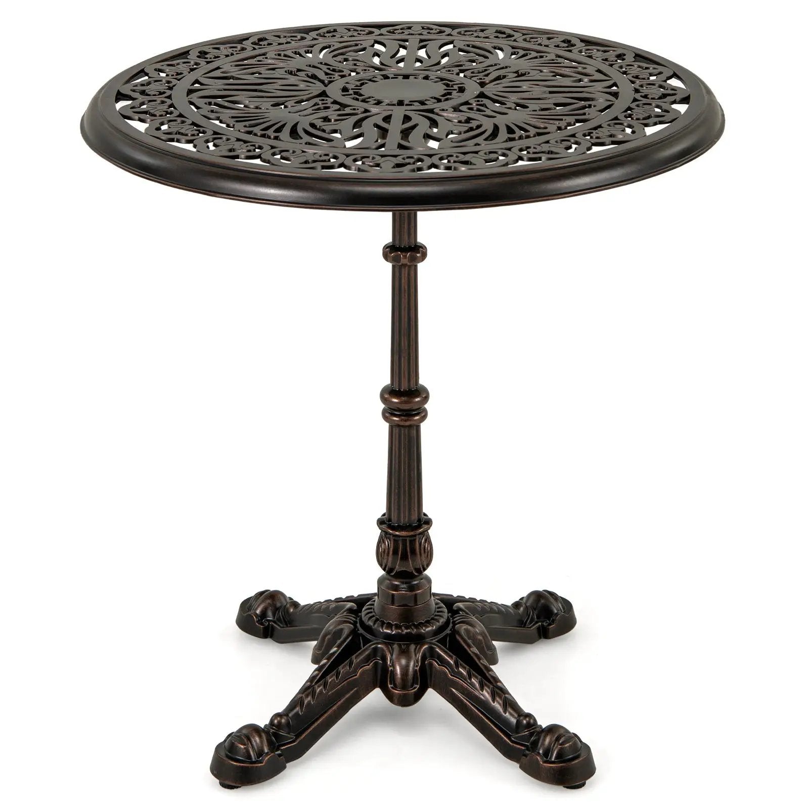 27Inch Round Cast Aluminum Patio Bistro Table with Hollow Top-Copper by DirectDeals