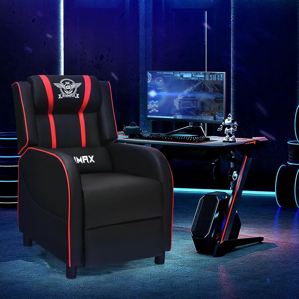 Massage Racing Gaming Single Recliner Chair by DirectDeals