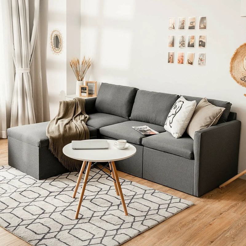 Convertible L-Shaped Sectional Sofa Couch with Reversible Chaise by DirectDeals