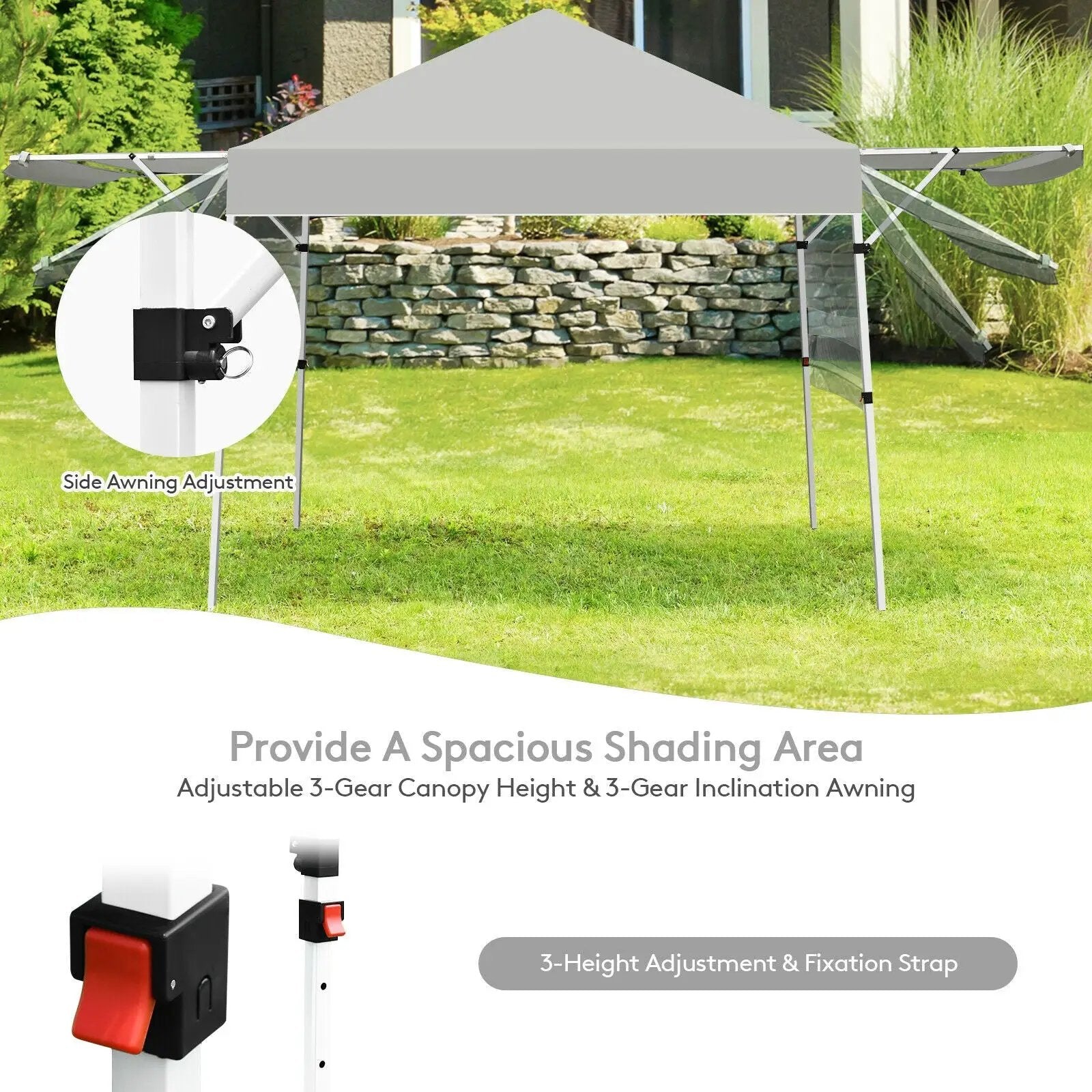 17 Feet x 10 Feet Foldable Pop Up Canopy with Adjustable Instant Sun Shelter by DirectDeals