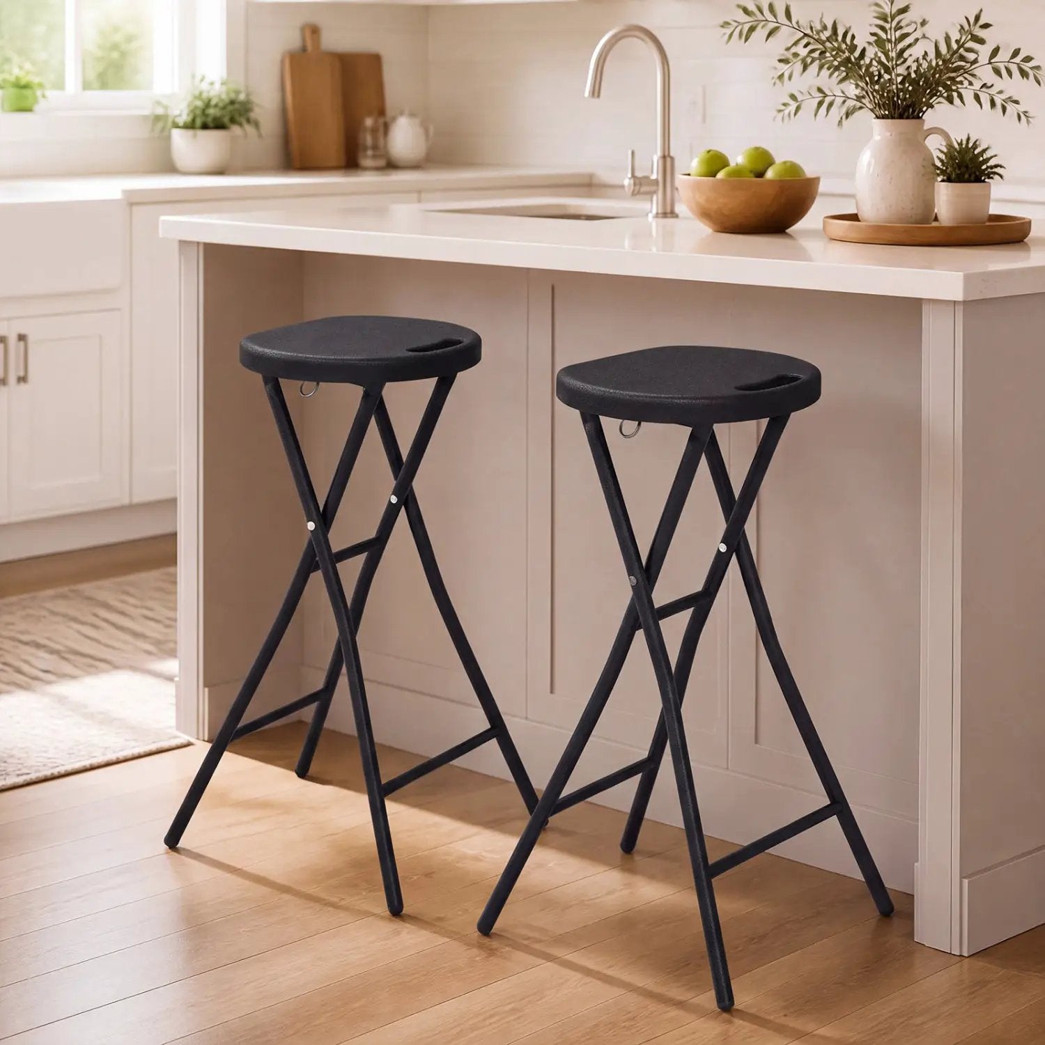 27.5" Folding Bar Stool with HDPE Seat and Carry Handle by DirectDeals