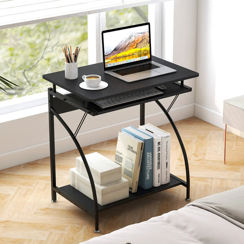 27.5 Inch Laptop Table Computer Desk for Small Spaces with Pull-out Keyboard Tray by DirectDeals
