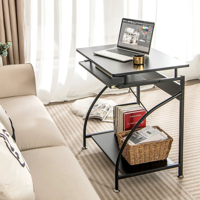 27.5 Inch Laptop Table Computer Desk for Small Spaces with Pull-out Keyboard Tray by DirectDeals