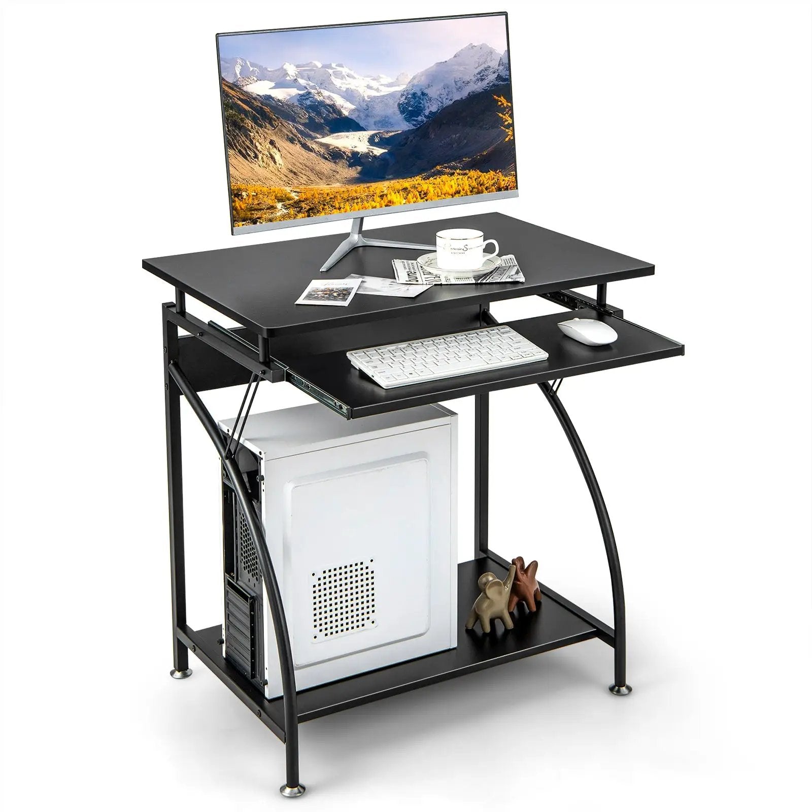 27.5 Inch Laptop Table Computer Desk for Small Spaces with Pull-out Keyboard Tray by DirectDeals