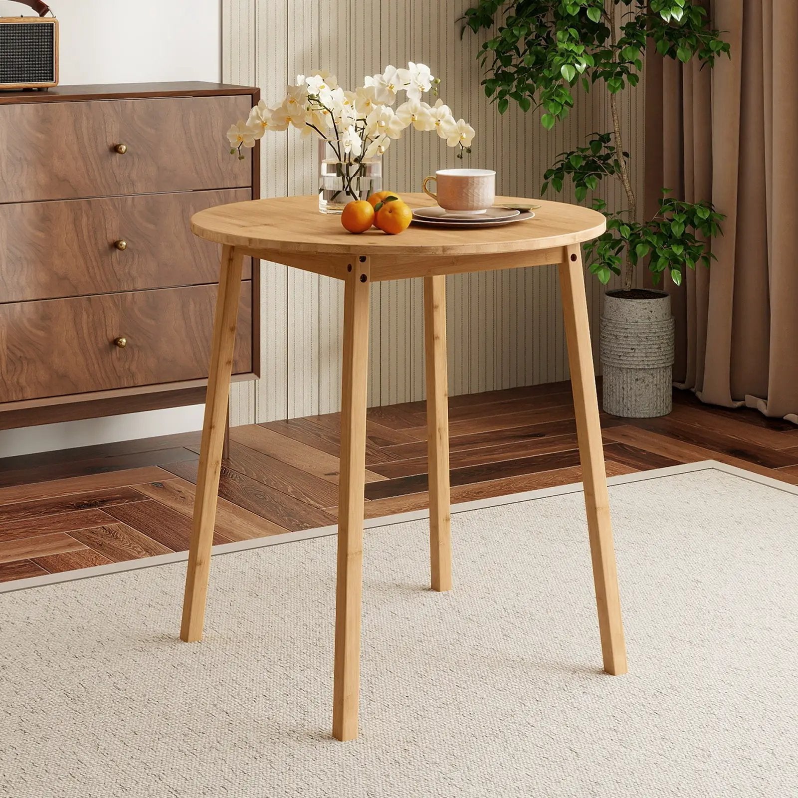 27.5 Inch Round Bamboo Dining Table for 2-4 Person-Natural by DirectDeals