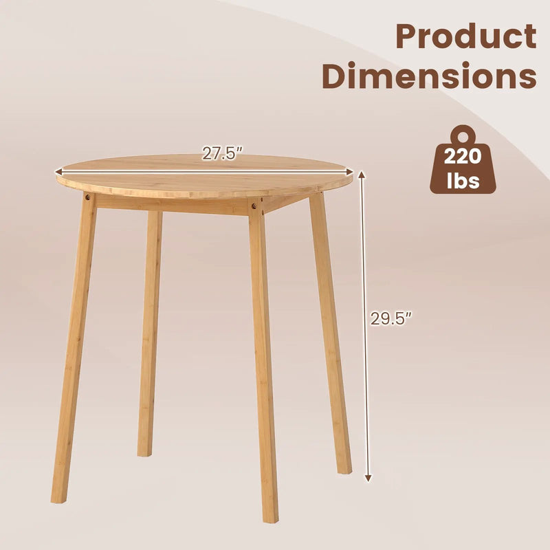 27.5 Inch Round Bamboo Dining Table for 2-4 Person-Natural by DirectDeals