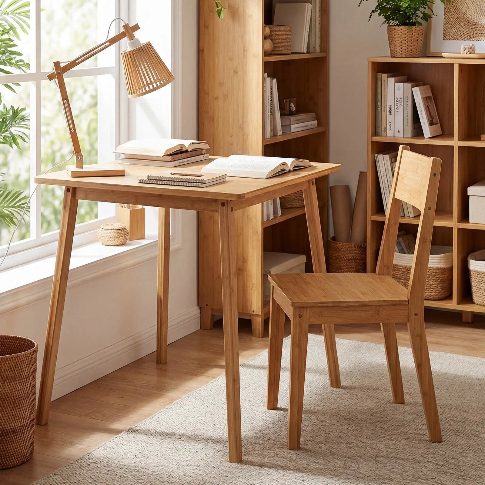27.5 Inch Square Bamboo Dining Table for 2-4 People-Natural by DirectDeals