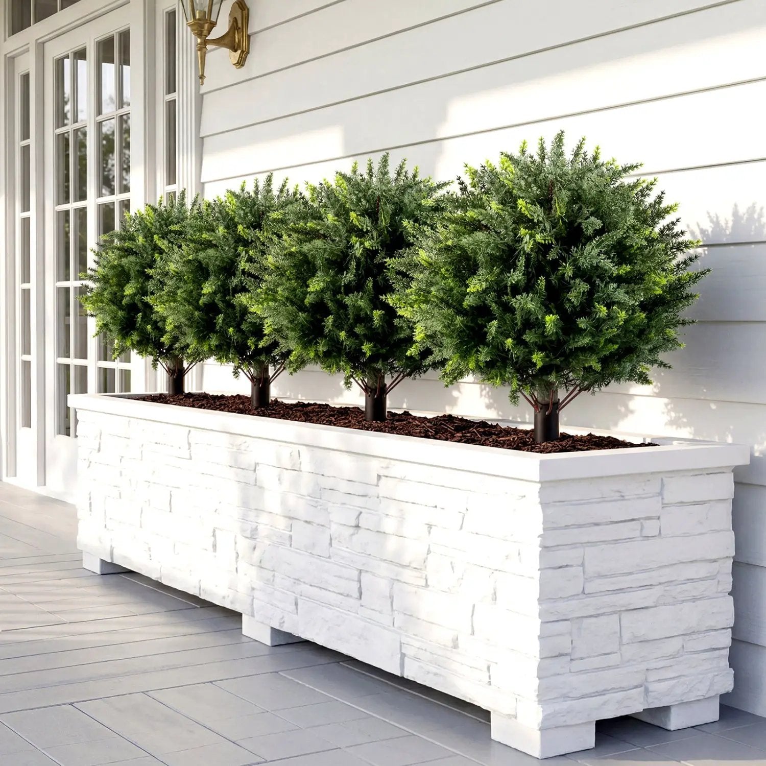 Artificial Cypress Topiary Trees 27.5" with Ground Spikes Set of 2 by DirectDeals