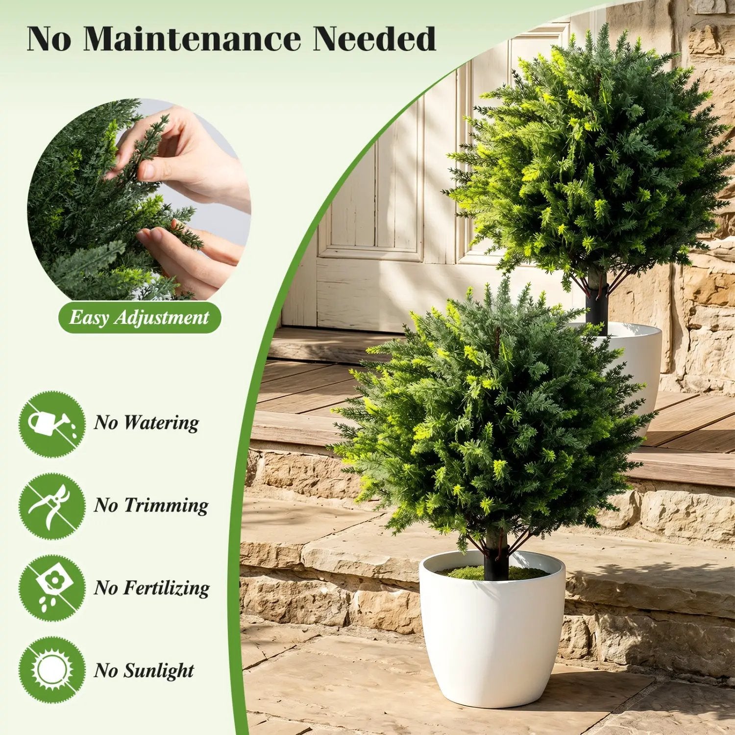 Artificial Cypress Topiary Trees 27.5" with Ground Spikes Set of 2 by DirectDeals