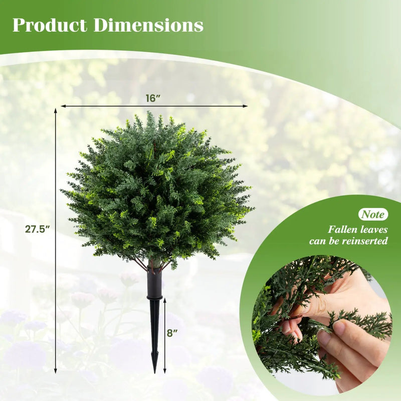 Artificial Cypress Topiary Trees 27.5" with Ground Spikes Set of 2 by DirectDeals