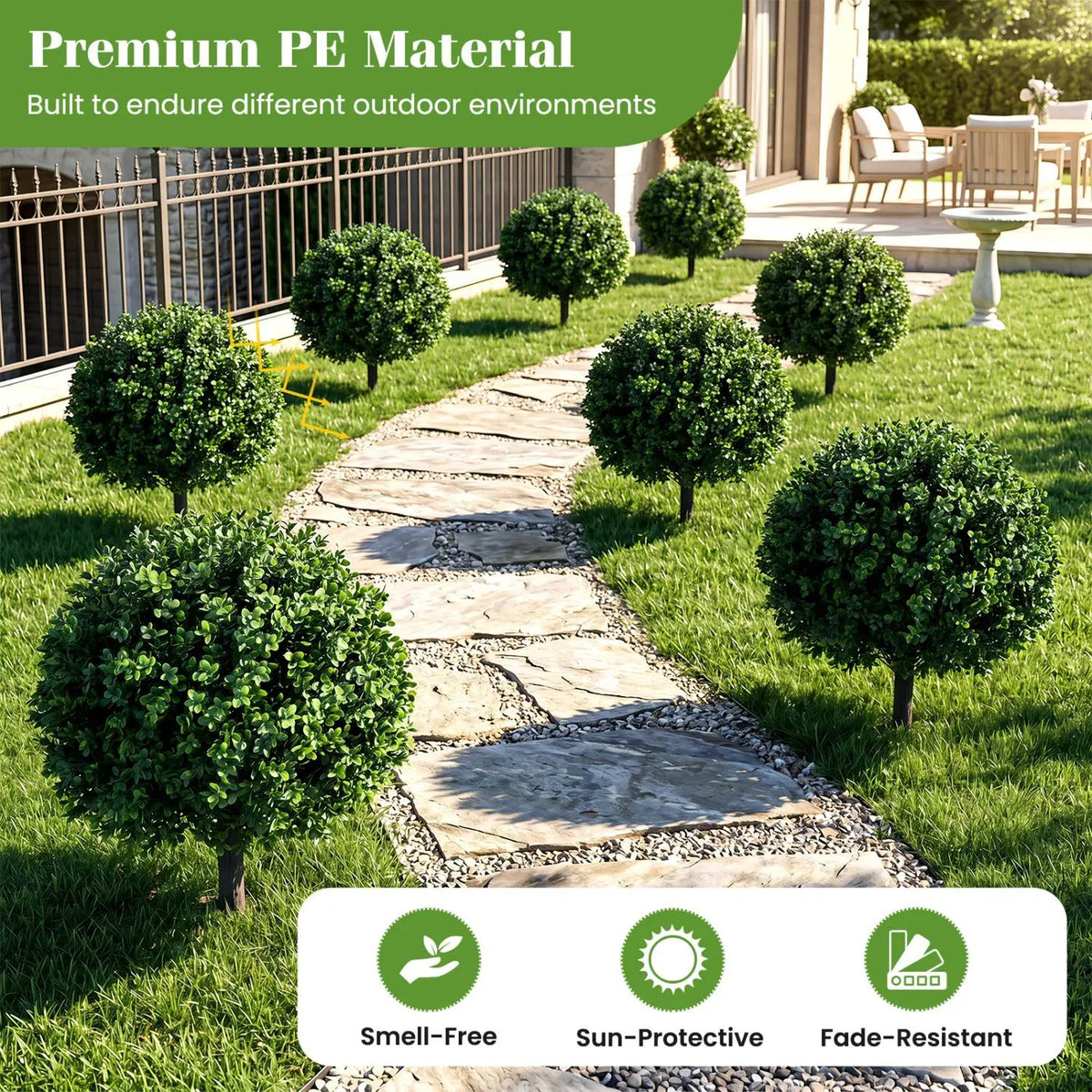 Artificial Boxwood Topiary Trees 27" Set of 2 with Ground Spikes by DirectDeals