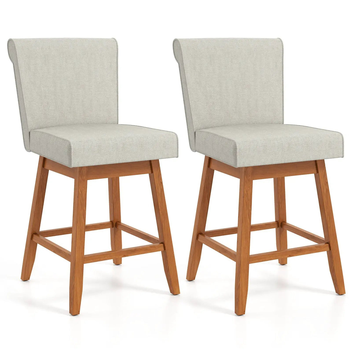 27 Inch Counter Height Bar Chairs with Rubber Wood Legs Set of 2 by DirectDeals