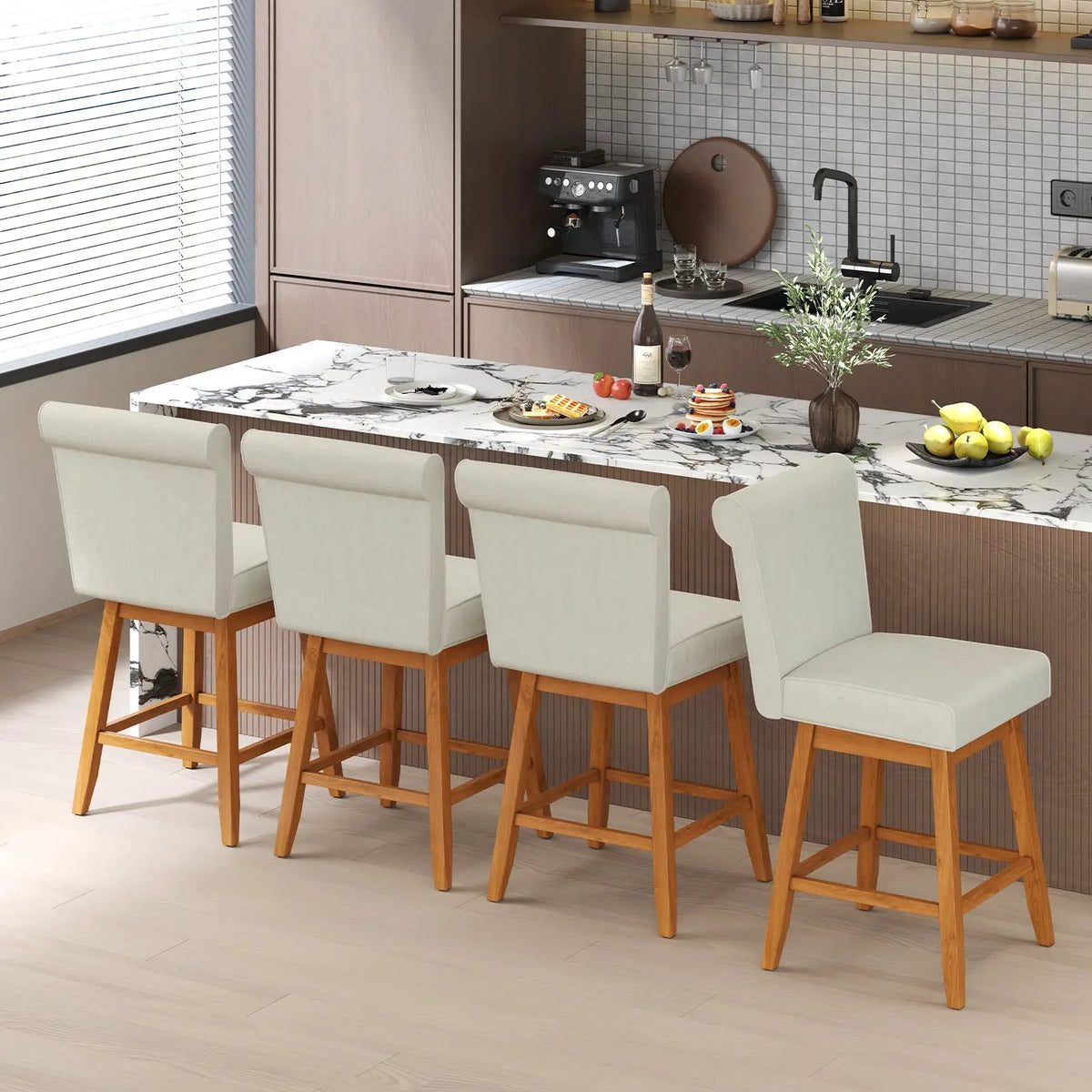 27 Inch Counter Height Bar Chairs with Rubber Wood Legs Set of 2 by DirectDeals