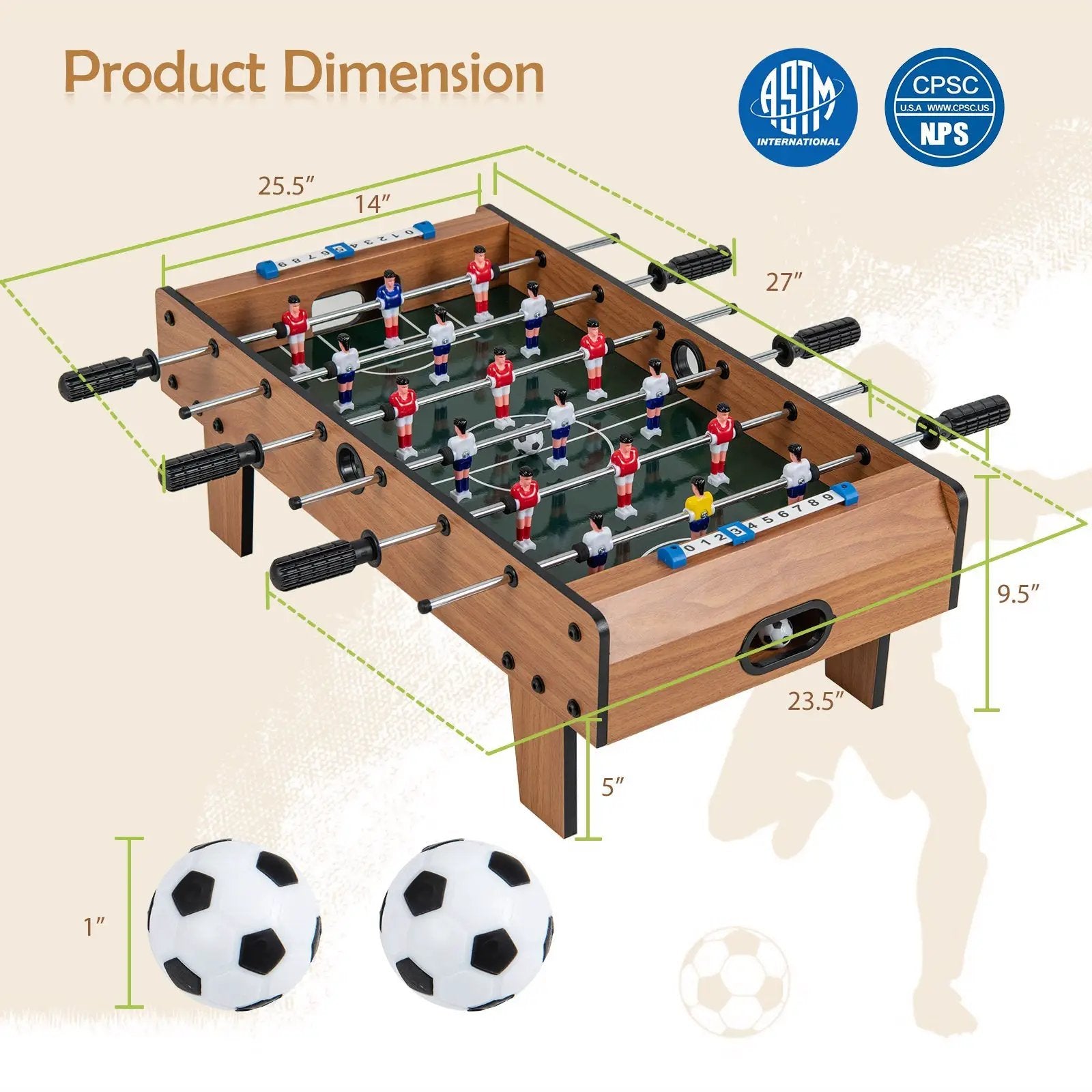 27 Inch Foosball Table Mini Tabletop Soccer Game by DirectDeals