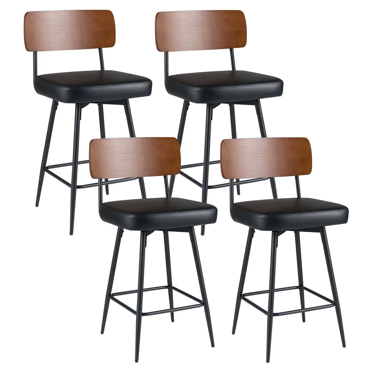 27 Inch Padded Counter Barstools Set of 4 with Metal Legs by DirectDeals