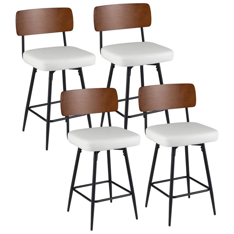 27 Inch Padded Counter Barstools Set of 4 with Metal Legs by DirectDeals