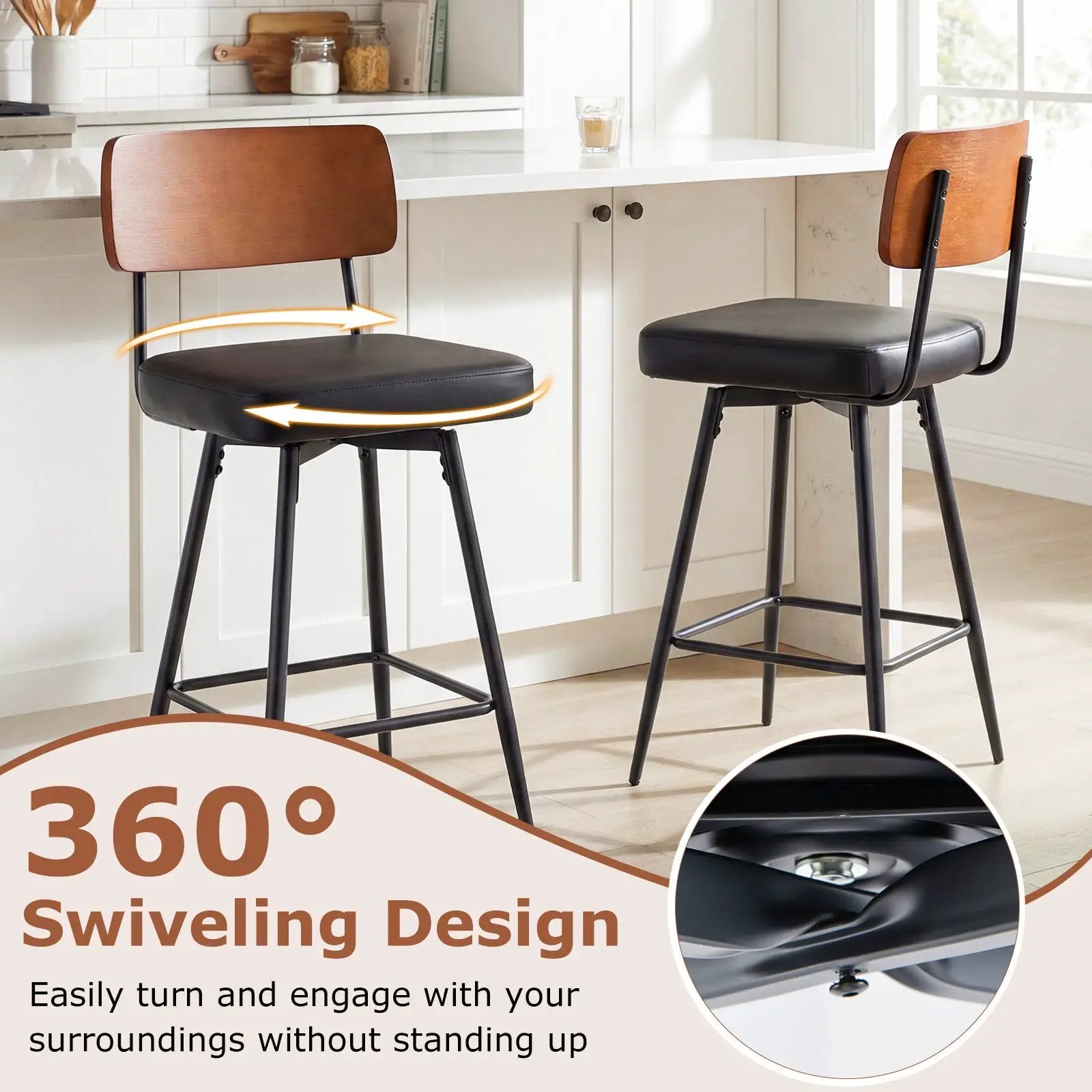 27 Inch Padded Counter Barstools Set of 2 with Metal Legs by DirectDeals