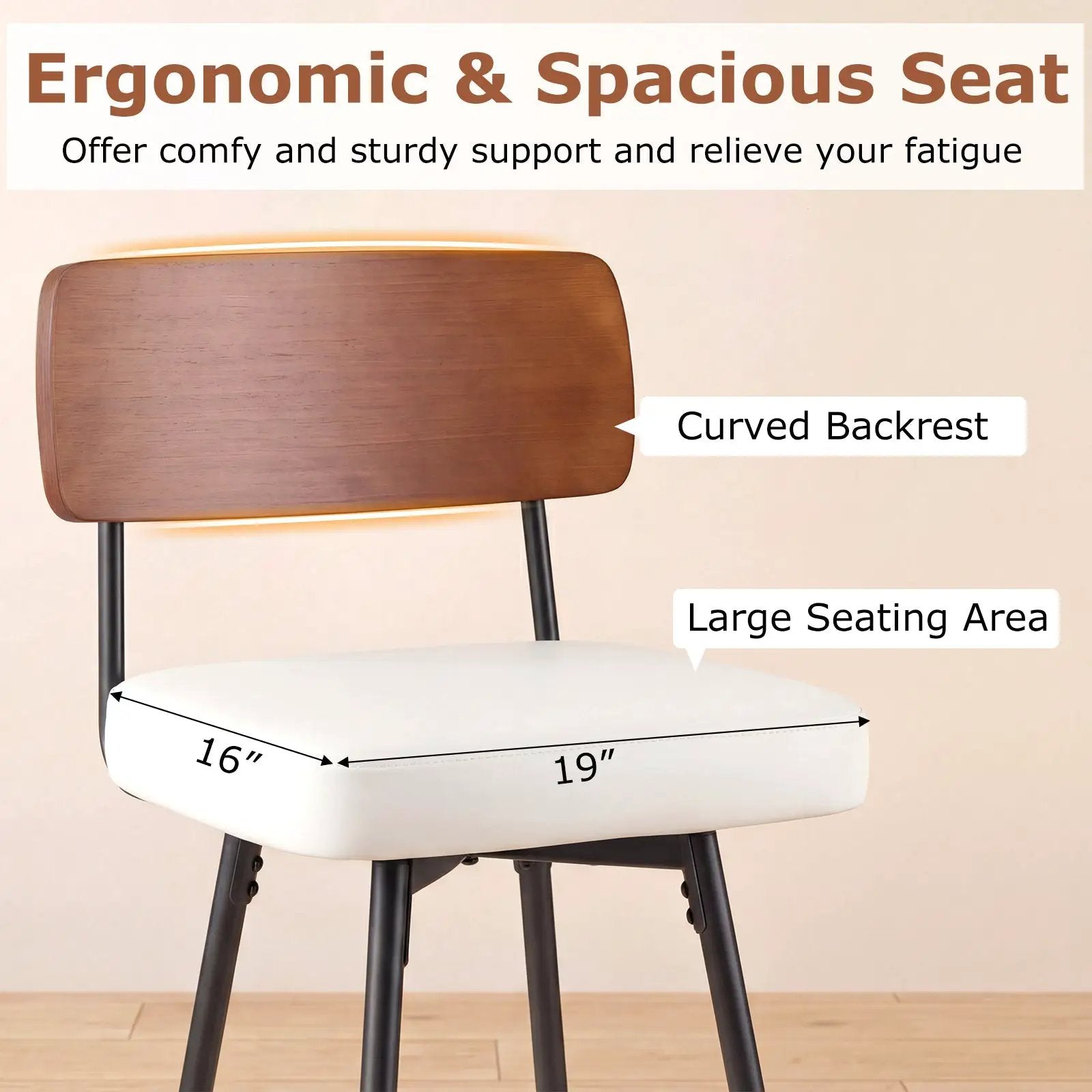 27 Inch Padded Counter Barstools Set of 2 with Metal Legs by DirectDeals